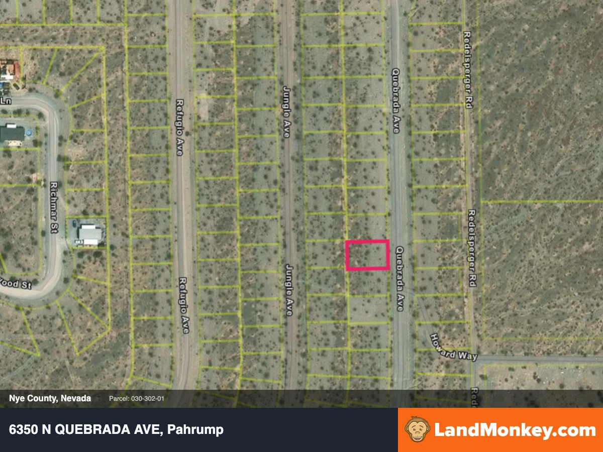 5,401 square feet Lot - 6350 North Quebrada Avenue, Pahrump - Power Nearby